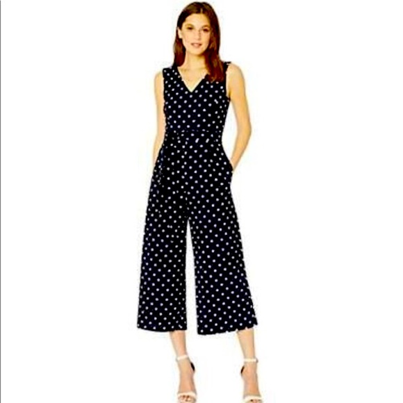 Calvin Klein Pants - Calvin Klein Polka Dot Cropped Jumpsuit